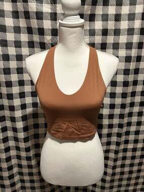 OFFLINE by Aerie Seamless Ribbed Workout Sports Bra in Olive Green